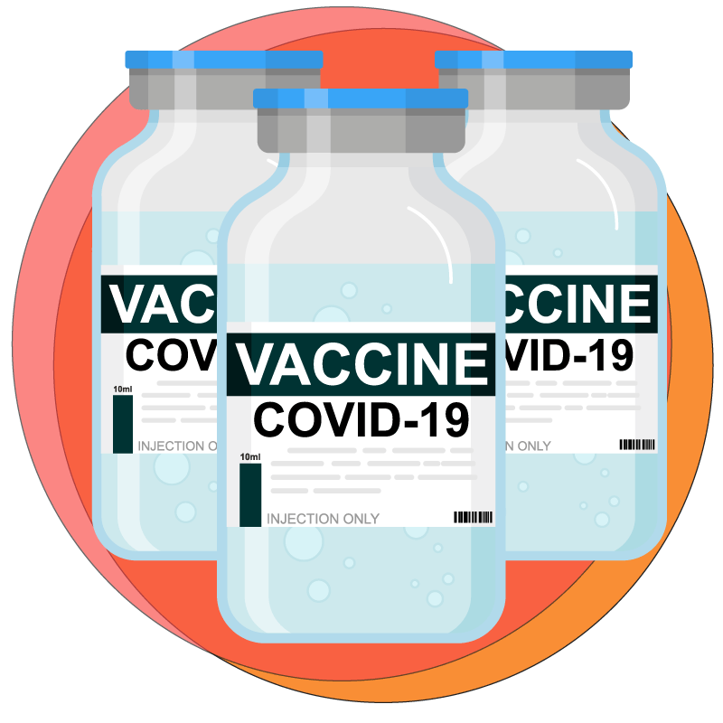 Illustration of vials of covid vaccine