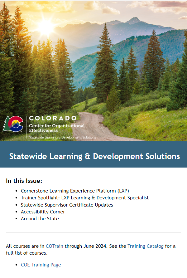 Screenshot of the Learning & Development Leader Newsletter