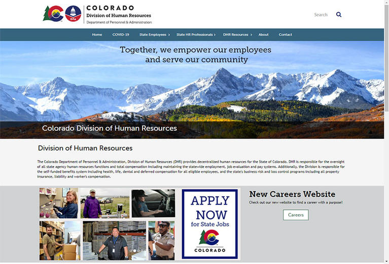 The home page of the DHR website